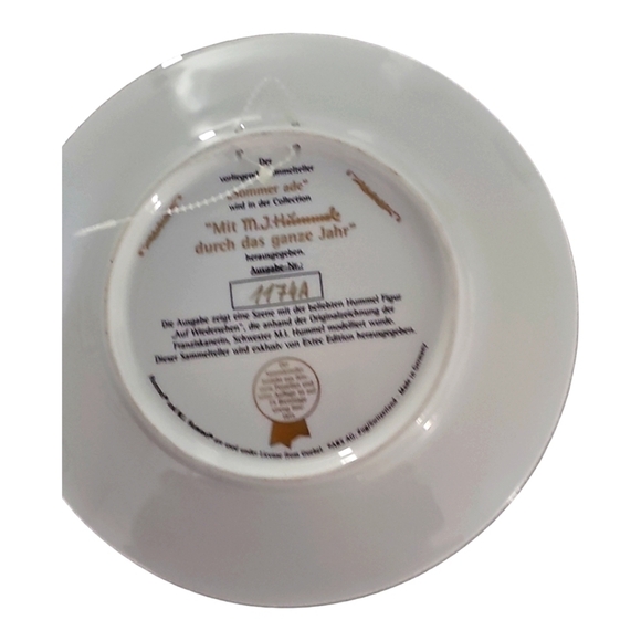 MJ Hummel Sommer Ade Goodbye Summer Gobel porcelain plate 8" - Picture 3 of 8